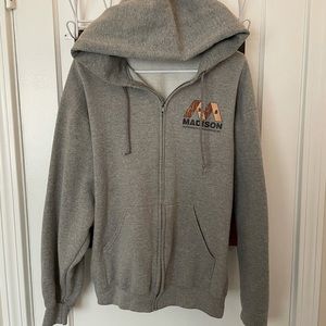 Grey zip up work hoodie